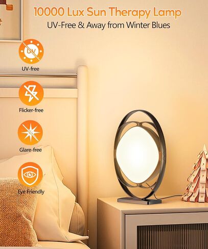 Light Therapy Lamp, 10000 Lux Therapy Light, Sun Light Therapy Lamp with 3 Color Temperature & 5 Adjustable Brightness Levels & 4 Timing & Memory Function, Portable Light Therapy Box for Home/Office in Saudi Arabia