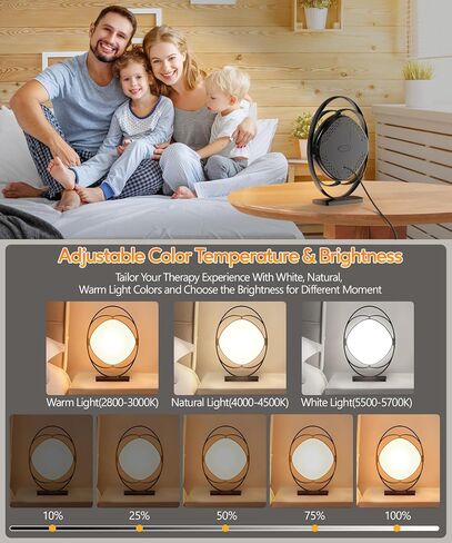 Light Therapy Lamp, 10000 Lux Therapy Light, Sun Light Therapy Lamp with 3 Color Temperature & 5 Adjustable Brightness Levels & 4 Timing & Memory Function, Portable Light Therapy Box for Home/Office in Saudi Arabia
