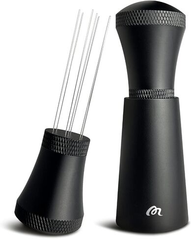 Wdt Tool, Aluminum Wdt Tool Espresso with Stand, 0.35mm Stainless Steel 7 Needles Espresso Distribution Tool for Barista, Black (3 Replacement Needle) in Saudi Arabia