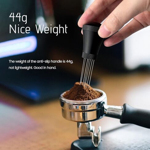 Wdt Tool, Aluminum Wdt Tool Espresso with Stand, 0.35mm Stainless Steel 7 Needles Espresso Distribution Tool for Barista, Black (3 Replacement Needle) in Saudi Arabia