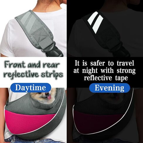 Dog Sling Carrier Anti - Pinch Hair Adjustable Breathable Mesh Sling Bag Carrier for Small Dogs Cats (S - Up to 6 lbs, Pink - Grey) in Saudi Arabia