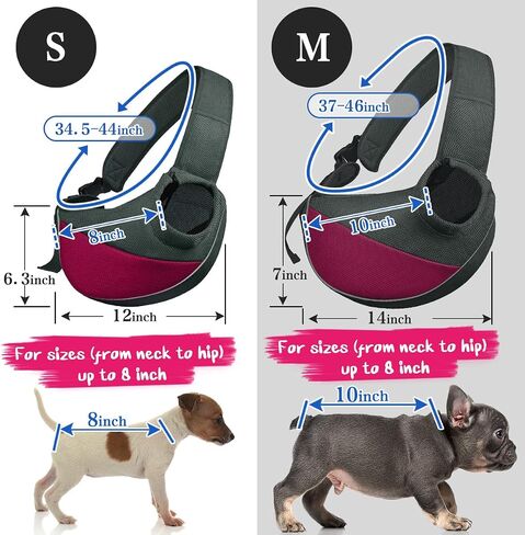 Dog Sling Carrier Anti - Pinch Hair Adjustable Breathable Mesh Sling Bag Carrier for Small Dogs Cats (S - Up to 6 lbs, Pink - Grey) in Saudi Arabia