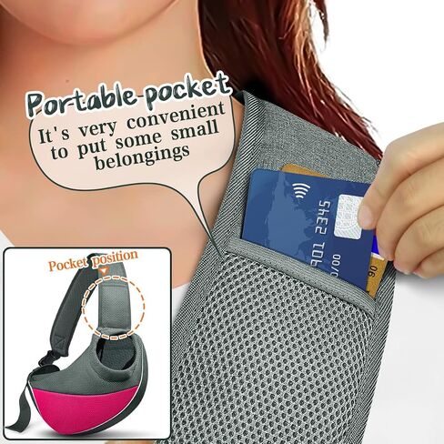 Dog Sling Carrier Anti - Pinch Hair Adjustable Breathable Mesh Sling Bag Carrier for Small Dogs Cats (S - Up to 6 lbs, Pink - Grey) in Saudi Arabia