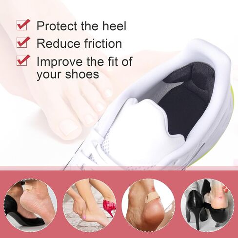 Joez Wonderful 4 Pairs Heel Pads for Shoes Too Big, Heel Inserts for Shoes with Non-Slip Gel Dots, Heel Protectors Shoe Cushions, High Heel Comfort Pads for Women and Men (Black, Beige) in Saudi Arabia