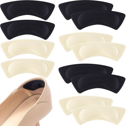 Joez Wonderful 4 Pairs Heel Pads for Shoes Too Big, Heel Inserts for Shoes with Non-Slip Gel Dots, Heel Protectors Shoe Cushions, High Heel Comfort Pads for Women and Men (Black, Beige) in Saudi Arabia