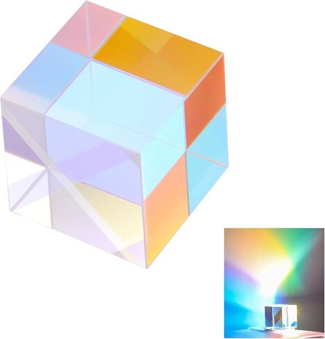 Neewer 25mm K9 Crystal Photography Prism Cube, Color HD Optical Glass Cube, RGB Dispersion Prism, Photography Props, for Home Decoration, Physics Teaching, Light Spectrum Education, CY005 in Saudi Arabia