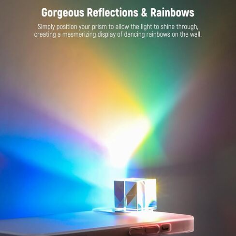 Neewer 25mm K9 Crystal Photography Prism Cube, Color HD Optical Glass Cube, RGB Dispersion Prism, Photography Props, for Home Decoration, Physics Teaching, Light Spectrum Education, CY005 in Saudi Arabia