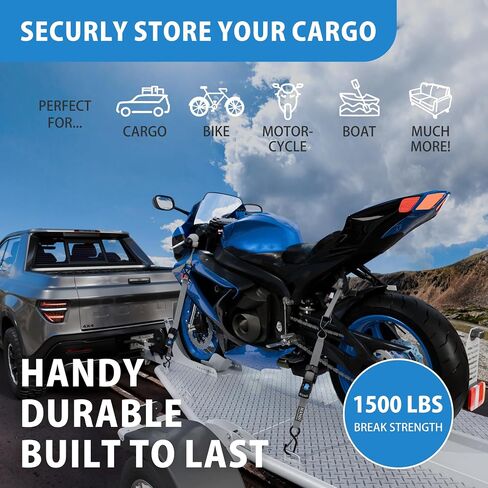 أشرطة سقاطة قابلة للسحب من HANDT (2PK) 1 بوصة × 6 أقدام - قوة كسر 1,500 رطل، ربط شديد التحمل لأسفل حزام تصعيد ذاتي أوتوماتيكي لأسفل زر ضغط للشاحنة والمقطورة والدراجة النارية | أسود in Kuwait