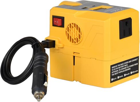 إدخال DC12V من السيارة وإدخال DC18V من حزمة بطارية الليثيوم إدخال DC مزدوج إلى AC110V 200W مع مصباح عمل LED وUSB ومخرج من النوع C وشاشة LCD (متوافقة مع حزمة بطارية Dewalt 18V) in Saudi Arabia