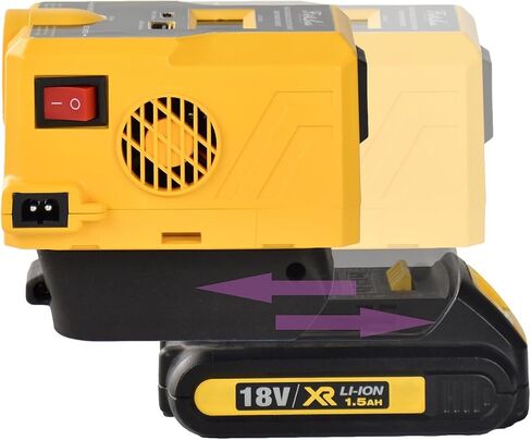 إدخال DC12V من السيارة وإدخال DC18V من حزمة بطارية الليثيوم إدخال DC مزدوج إلى AC110V 200W مع مصباح عمل LED وUSB ومخرج من النوع C وشاشة LCD (متوافقة مع حزمة بطارية Dewalt 18V) in Saudi Arabia