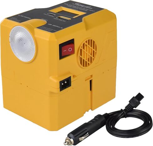 إدخال DC12V من السيارة وإدخال DC18V من حزمة بطارية الليثيوم إدخال DC مزدوج إلى AC110V 200W مع مصباح عمل LED وUSB ومخرج من النوع C وشاشة LCD (متوافقة مع حزمة بطارية Dewalt 18V) in Saudi Arabia