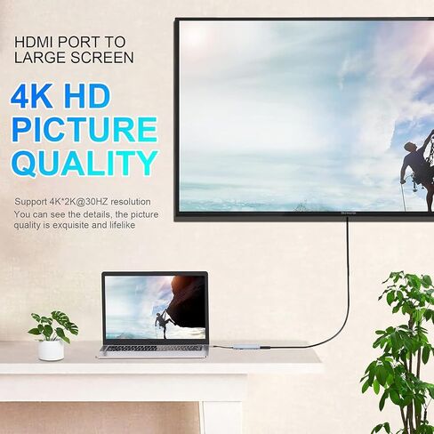 محور USB C، محول USB C 1 في 1 دونجل مع 4K HDMI وVGA وType C PD وUSB3.0 وRJ45 Ethernet متوافقة مع أجهزة الكمبيوتر المحمول in Kuwait