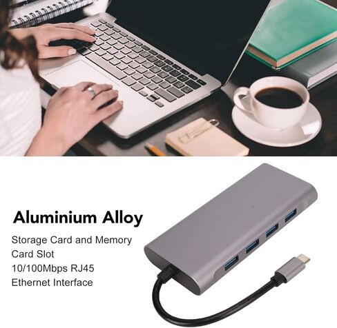 محور USB C، محول USB C 1 في 1 دونجل مع 4K HDMI وVGA وType C PD وUSB3.0 وRJ45 Ethernet متوافقة مع أجهزة الكمبيوتر المحمول in Kuwait