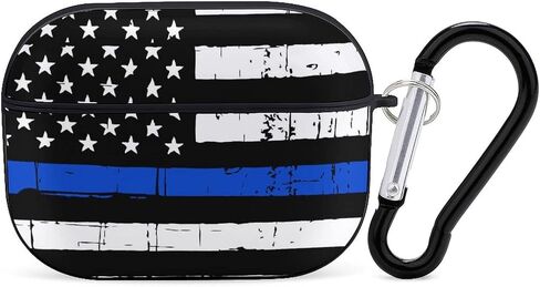 American Blue Line USA Police Stars Flag Pattern Compatible with Airpods Pro Case Cover with Keychain Headphone Cover Unisex Shockproof Protective Wireless Charging Headset Accessories in Saudi Arabia