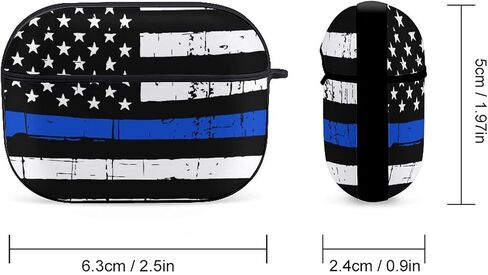 American Blue Line USA Police Stars Flag Pattern Compatible with Airpods Pro Case Cover with Keychain Headphone Cover Unisex Shockproof Protective Wireless Charging Headset Accessories in Saudi Arabia