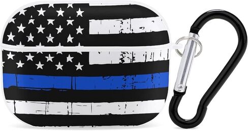 American Blue Line USA Police Stars Flag Pattern Compatible with Airpods Pro Case Cover with Keychain Headphone Cover Unisex Shockproof Protective Wireless Charging Headset Accessories in Saudi Arabia