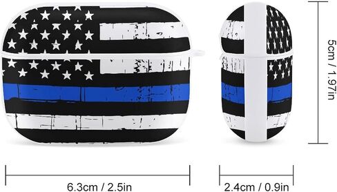 American Blue Line USA Police Stars Flag Pattern Compatible with Airpods Pro Case Cover with Keychain Headphone Cover Unisex Shockproof Protective Wireless Charging Headset Accessories in Saudi Arabia