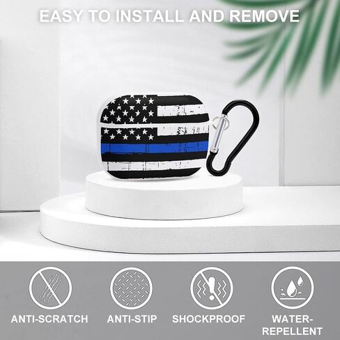 American Blue Line USA Police Stars Flag Pattern Compatible with Airpods Pro Case Cover with Keychain Headphone Cover Unisex Shockproof Protective Wireless Charging Headset Accessories in Saudi Arabia