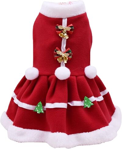 Pet Dog Christmas Clothes Santa Claus Winter Polar Fleece Coat Soft Breathable Warm Red Clothing, Dog Cat Costume Funny Dress Pet Party Clothing Suits for Small Medium Large Breed. Medium in Saudi Arabia