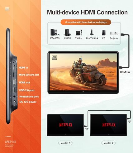 15.6 بوصة 4K Android محمول للسيارة مسند رأس للتلفزيون نظام الترفيه الخلفي للمقعد الخلفي للسيارات، يدعم شاشة لمس مرآة الهاتف، مع WiFi/Bluetooth/HDMI/USB/FM/مشغل فيديو الوسائط المتعددة in Kuwait