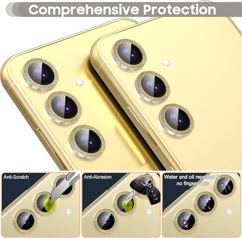 Suoman for Samsung Galaxy S24 Plus Camera Lens Protector, 2.5D 9H Tempered Glass Camera Lens Protective Film [Glitter Diamonds] for Galaxy S24 Plus 6.65 inch 5G -Purple in Kuwait