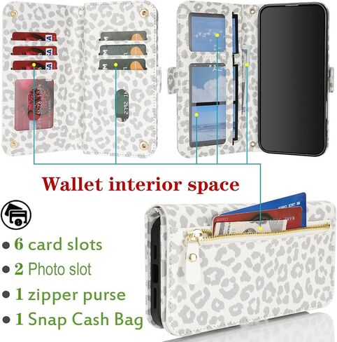 Jaorty Case for iPhone 16 Plus Phone Case with RFID Blocking Card Holder for Women,Phone Case Wallet for iPhone 16 Plus with Wrist Strap,PU Leather Zipper Pocket Credit Card Slots Flip Cover,Beige in Saudi Arabia