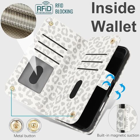 Jaorty Case for iPhone 16 Plus Phone Case with RFID Blocking Card Holder for Women,Phone Case Wallet for iPhone 16 Plus with Wrist Strap,PU Leather Zipper Pocket Credit Card Slots Flip Cover,Beige in Saudi Arabia