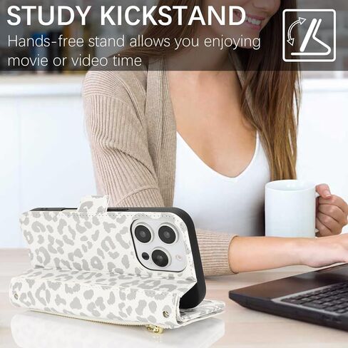Jaorty Case for iPhone 16 Plus Phone Case with RFID Blocking Card Holder for Women,Phone Case Wallet for iPhone 16 Plus with Wrist Strap,PU Leather Zipper Pocket Credit Card Slots Flip Cover,Beige in Saudi Arabia
