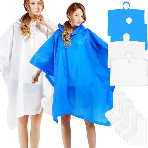 4 Pack Rain Ponchos for Adult,Reusable Raincoat Rain Jacket Rainwear Women Girls,with Disposable Waterproof Shoe Covers in Kuwait