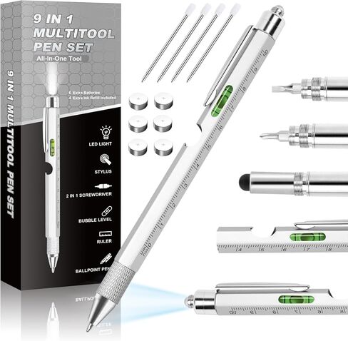 Pen Gifts for Men, Cool Gadgets 6 in 1 Multitool Pen, Stocking Stuffers for Men Women, Useful Gadgets Gift for Him Dad Husband Women on Christmas, Valentine's Day, Father's Day, Birthday in Saudi Arabia