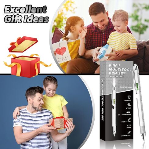 Pen Gifts for Men, Cool Gadgets 6 in 1 Multitool Pen, Stocking Stuffers for Men Women, Useful Gadgets Gift for Him Dad Husband Women on Christmas, Valentine's Day, Father's Day, Birthday in Saudi Arabia