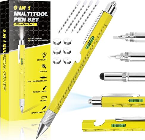 Pen Gifts for Men, Cool Gadgets 6 in 1 Multitool Pen, Stocking Stuffers for Men Women, Useful Gadgets Gift for Him Dad Husband Women on Christmas, Valentine's Day, Father's Day, Birthday in Saudi Arabia