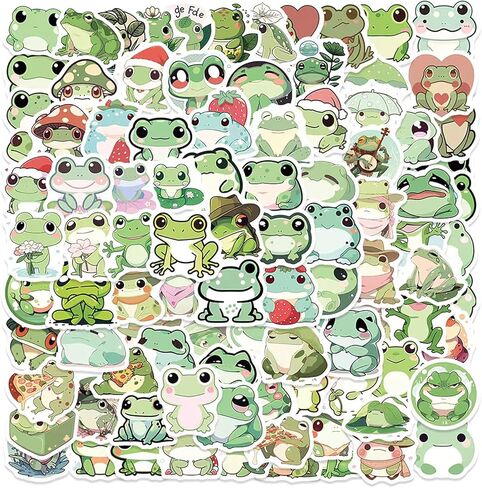 ملصقات الضفدع اللطيفة 100 قطعة/الحزمة ملصقات Kawaii صغيرة من الفينيل ملصقات جمالية مقاومة للماء لسكرابوكينغ زجاجة مياه للكمبيوتر المحمول هدايا الهاتف للفتيات والأطفال والمراهقين in Kuwait
