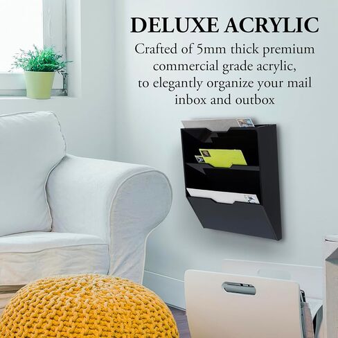 MyGift Wall Mounted 3 Tier Clear Premium Acrylic Letter Rack Mail Organizer, Office and Entryway Bills Postcards Brochure Holder Vertical Storage Rack in Saudi Arabia