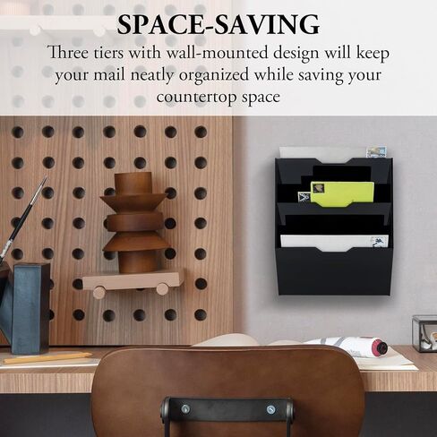 MyGift Wall Mounted 3 Tier Clear Premium Acrylic Letter Rack Mail Organizer, Office and Entryway Bills Postcards Brochure Holder Vertical Storage Rack in Saudi Arabia