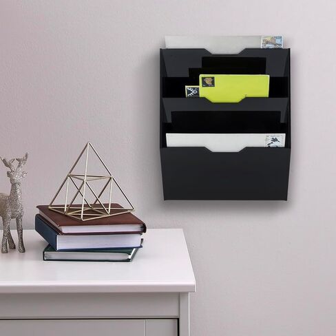 MyGift Wall Mounted 3 Tier Clear Premium Acrylic Letter Rack Mail Organizer, Office and Entryway Bills Postcards Brochure Holder Vertical Storage Rack in Saudi Arabia