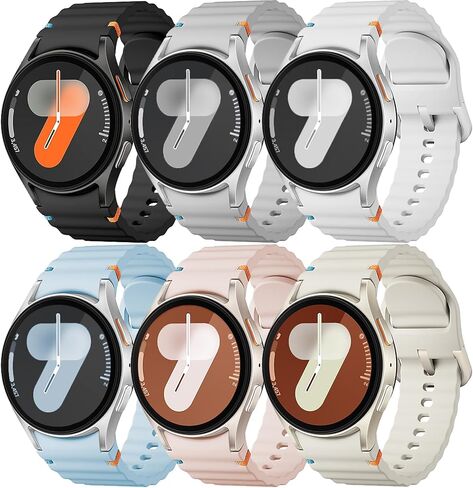 Sport Band for Samsung Galaxy Watch 7 Band 40mm 44mm,No Gap Soft Silicone Strap for Galaxy Watch 6 5 4 FE Band 40mm 44mm/Galaxy Watch 6/4 Classic 47mm 43mm 46mm 42mm/Watch 5 pro 45mm Men Women,6 Pack in Saudi Arabia
