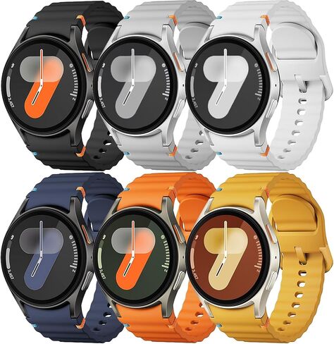 Sport Band for Samsung Galaxy Watch 7 Band 40mm 44mm,No Gap Soft Silicone Strap for Galaxy Watch 6 5 4 FE Band 40mm 44mm/Galaxy Watch 6/4 Classic 47mm 43mm 46mm 42mm/Watch 5 pro 45mm Men Women,6 Pack in Saudi Arabia