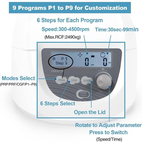 ONiLAB Lab PRP Centrifuge Machine 8x15mL/10mL, 300-4000rpm(Max. 1860xg),Digital Lab PRF Centrifuge Timer 30sec-99min55sec/Continuous Mode,Noise≤55dB.110V in Saudi Arabia