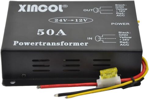 DC 24V to DC12V 50A 600W Buck Voltage Reducer DC/DC Car Truck Power Converter Step-Down Regulator Transformer with Double Built-in Fans Full Protections Memory(RAM) and Inline Fuse in Saudi Arabia