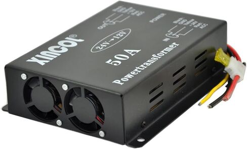 DC 24V to DC12V 50A 600W Buck Voltage Reducer DC/DC Car Truck Power Converter Step-Down Regulator Transformer with Double Built-in Fans Full Protections Memory(RAM) and Inline Fuse in Saudi Arabia