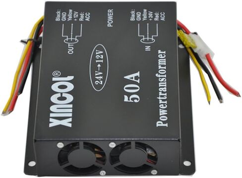 DC 24V to DC12V 50A 600W Buck Voltage Reducer DC/DC Car Truck Power Converter Step-Down Regulator Transformer with Double Built-in Fans Full Protections Memory(RAM) and Inline Fuse in Saudi Arabia
