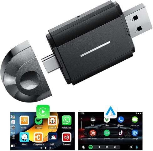 محول Carplay لاسلكي 2 في 1، محول سيارة Android تلقائي لاسلكي، يحول سلكيًا إلى تشغيل سيارة لاسلكي ودونجل Android Auto، اتصال بقناتين، التوصيل والتشغيل، صندوق AI Carplay AI بسرعة 5 جيجا هرتز in Saudi Arabia