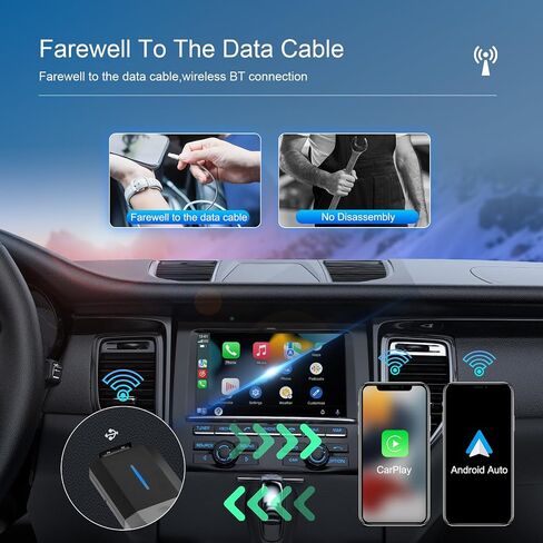 محول Carplay لاسلكي 2 في 1، محول سيارة Android تلقائي لاسلكي، يحول سلكيًا إلى تشغيل سيارة لاسلكي ودونجل Android Auto، اتصال بقناتين، التوصيل والتشغيل، صندوق AI Carplay AI بسرعة 5 جيجا هرتز in Saudi Arabia