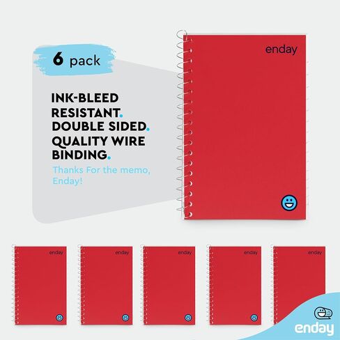 Small Spiral Notebook 5x7, Mini Spiral Notebook with Blue Poly Cover, Journals For Writing Spiral Bound, Small Notebook for Home, Office Accessories, 80 Sheets Per Pad, 6 Pack - By Emraw in Saudi Arabia