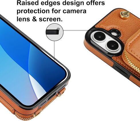 Bocasal for MagSafe Crossbody Wallet Case Compatible with iPhone 16, RFID Blocking Protective Purse Case with Card Slots Holder Kickstand Wrist Strap Lanyard Zipper 6.1 Inch 5G (Rose Gold) in Kuwait