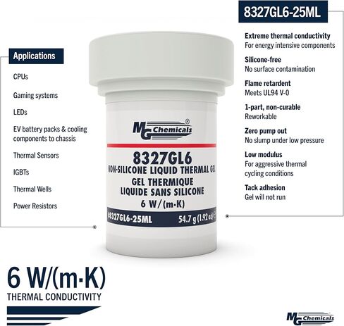 MG Chemicals 8327GL5-25ML Non-Silicone Liquid Thermal Gel 5 W/(m·K), 56g, 1-Part Jar in Kuwait