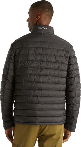 NAUTICA Men's Quilted Jacket, Wind and Water Resistant, GreyHtr, M in Saudi Arabia
