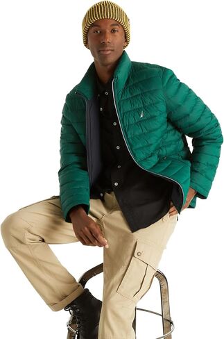 NAUTICA Men's Quilted Jacket, Wind and Water Resistant, GreyHtr, M in Saudi Arabia