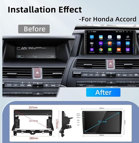 Car Stereo for Honda Accord 8th 2008 2009 2010 2011 2012 with GPS Navigation,podofo 10.1 Inch 1080P Touch Screen Android Car Radio with Mirror Link Bluetooth WiFi FM/RDS Backup Camera in Saudi Arabia